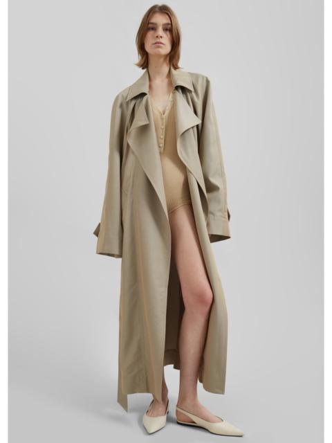 The Frankie Shop Astoria Cut-Out Raglan Sleeve Trench Coat - Beige