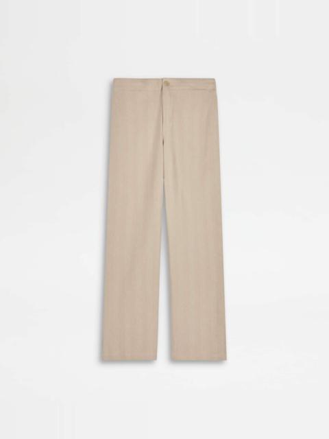 Tod's PANTS IN LINEN AND SILK WITH DRAWSTRING - BEIGE