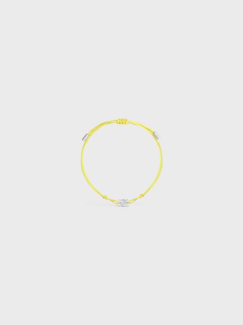 CELINE Triomphe Thin Beach Bracelet in Brass with Rhodium Finish and Polyester