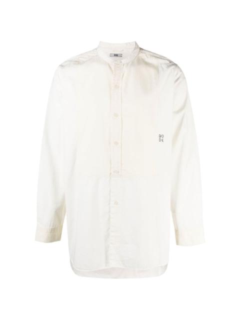 BODE logo-embroidered collarless shirt