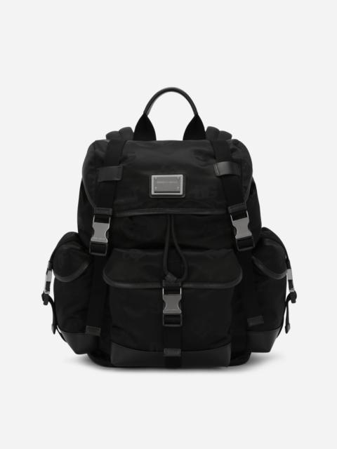 Nylon backpack with logo