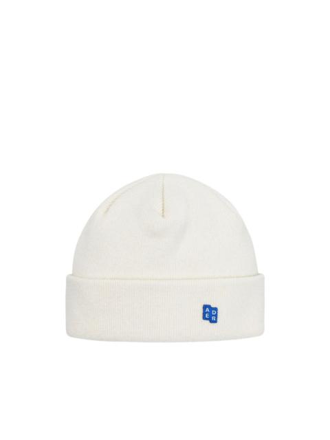 ADER error wool-cotton logo-patch beanie