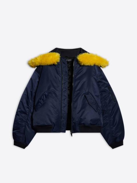 BALENCIAGA Men's Hooded Bomber in Blue