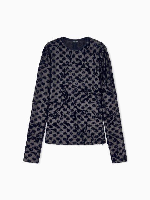 GIORGIO ARMANI JUMPER SLIM FIT CREW NECK JERSEY WITH 3D FLOWER MOTIF