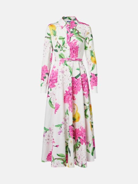 LEO LIN Zara belted printed cotton midi dress