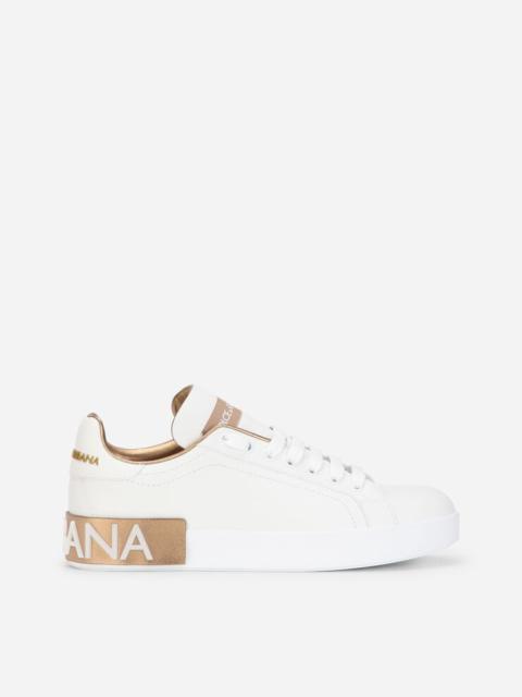 Calfskin nappa Portofino sneakers with lamé details