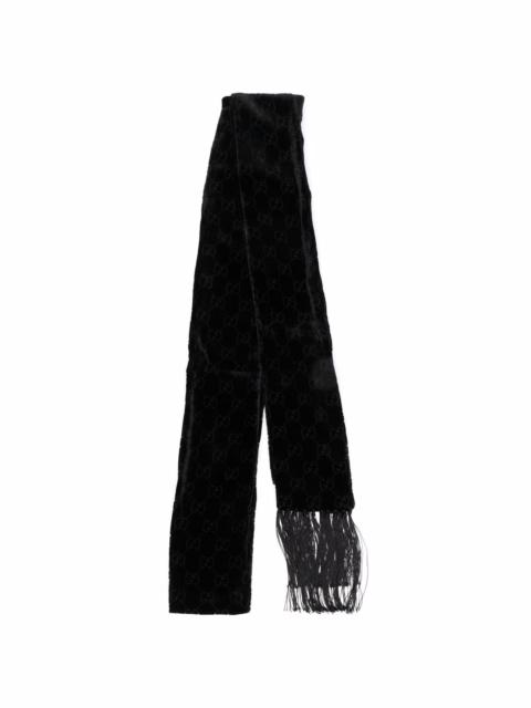 GUCCI monogram-pattern fringed-edge scarf