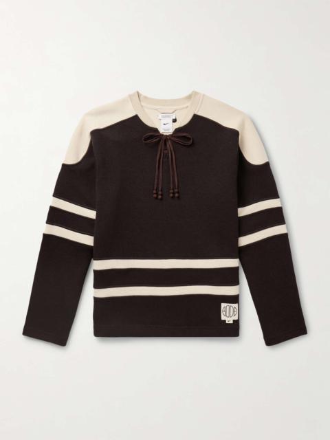 + BODE Logo-Appliquéd Striped Brushed-Jersey Sweatshirt