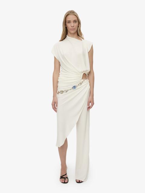 CHRISTOPHER ESBER Crystal Cable Chain Draped Skirt Trouser