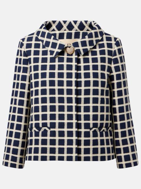 Checked wool and cotton-blend jacket