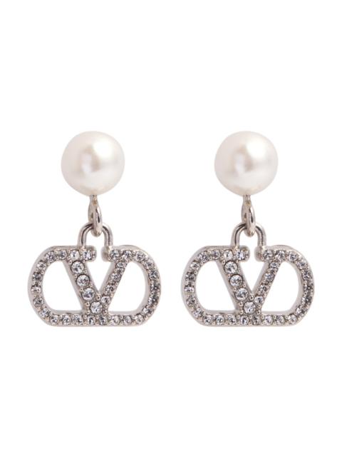 Valentino Valentino Garavani Vlogo Pearl-embellished Drop Earrings