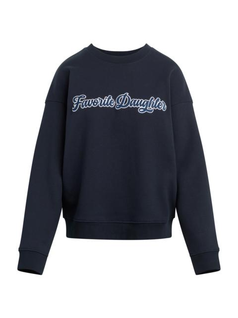 Favorite Daughter Women's The Varsity Logo-Embroidered Sweatshirt - Navy White