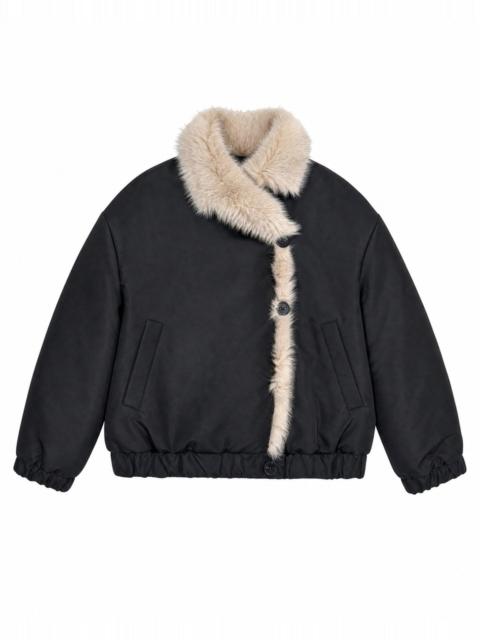The Kooples REVERSIBLE BEIGE AND BLACK FAUX FUR COAT