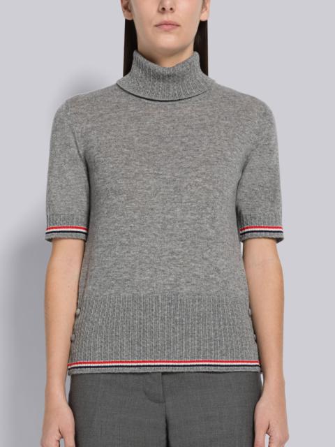 Thom Browne Baby Cable Fine Cashmere Short Sleeve Tipping Turtleneck