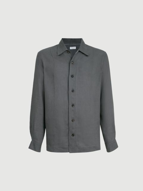 Brunello Cucinelli Linen easy fit shirt with Crête details