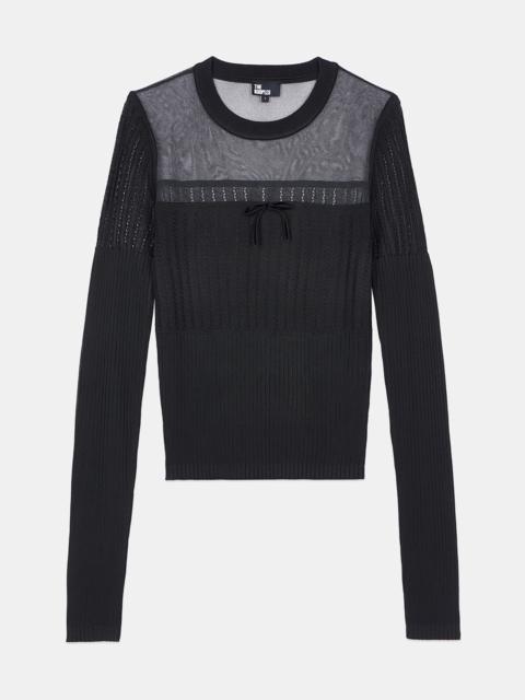The Kooples BLACK OPENWORK SWEATER