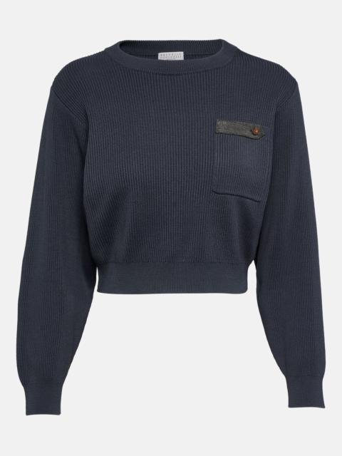 Brunello Cucinelli Cropped ribbed-knit cotton sweater