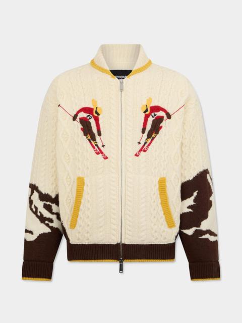DSQUARED2 SNOWY DREAM ZIPPED KNIT KABAN