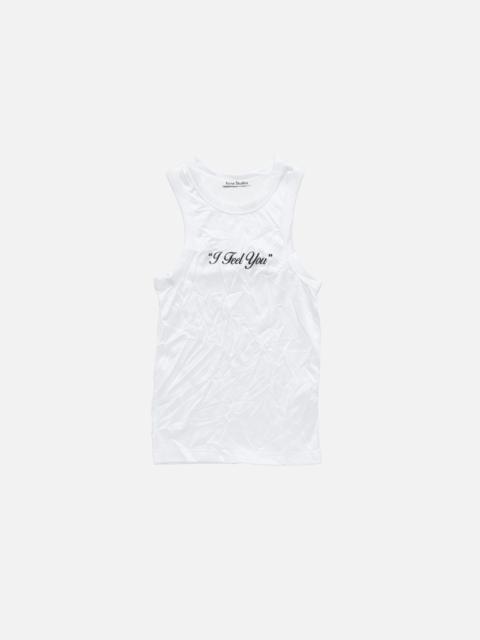 Crinkled printed tanktop - White