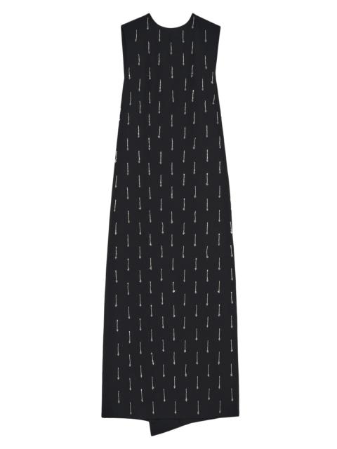 armarium Women's Mina Embellished Wool Draped Back Midi-Dress - Black