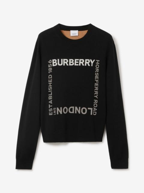 Burberry Horseferry Square Wool Blend Jacquard Sweater