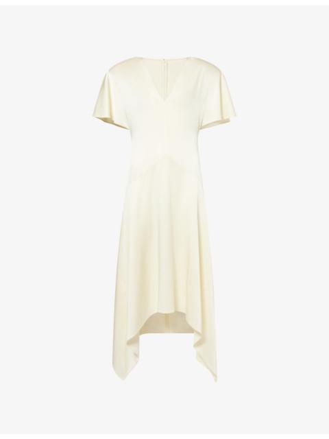 Stella McCartney V-Neck Short-Sleeve Satin Midi Dress