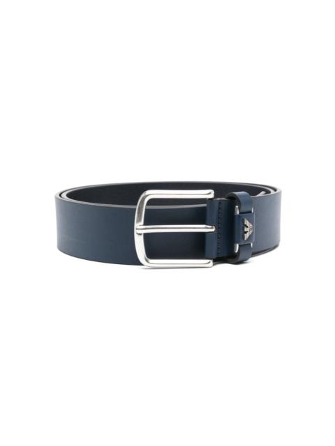 logo-plaque leather belt