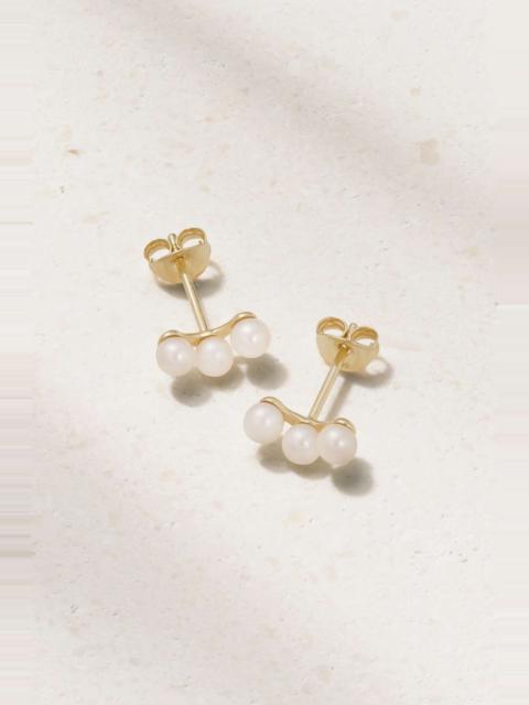 MATEO Trio 14-karat gold pearl earrings