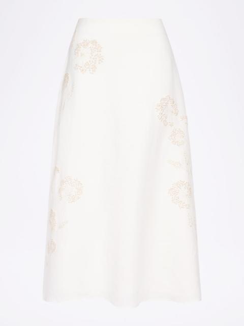 TWP The A-Line Embroidered Linen Skirt