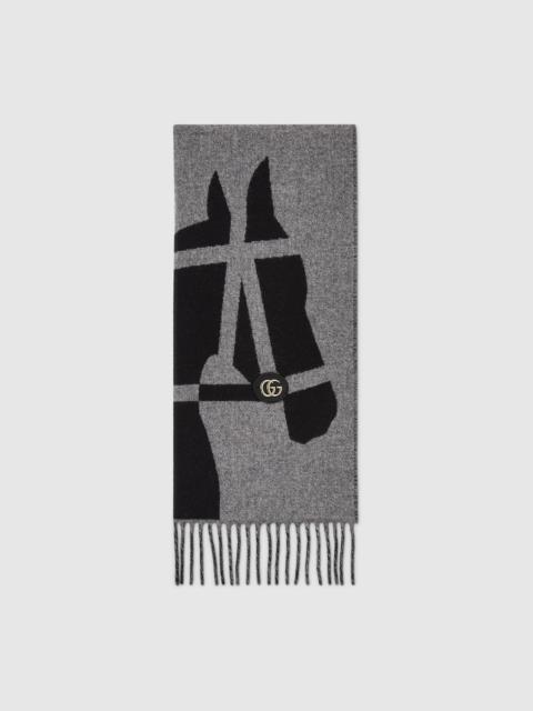 GUCCI Wool scarf with jacquard motif