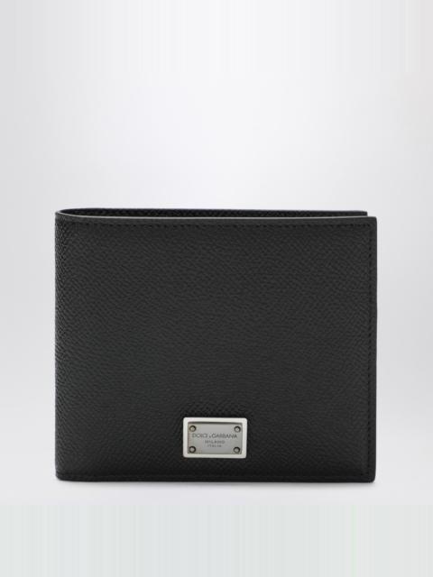 Dolce & Gabbana Black dauphine leather wallet with logo plaque