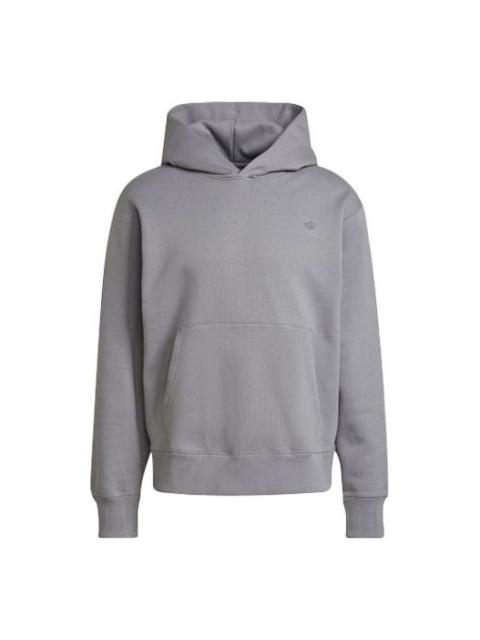 Men's adidas originals C HOODY Solid Color Hooded Long Sleeves Gray H11358