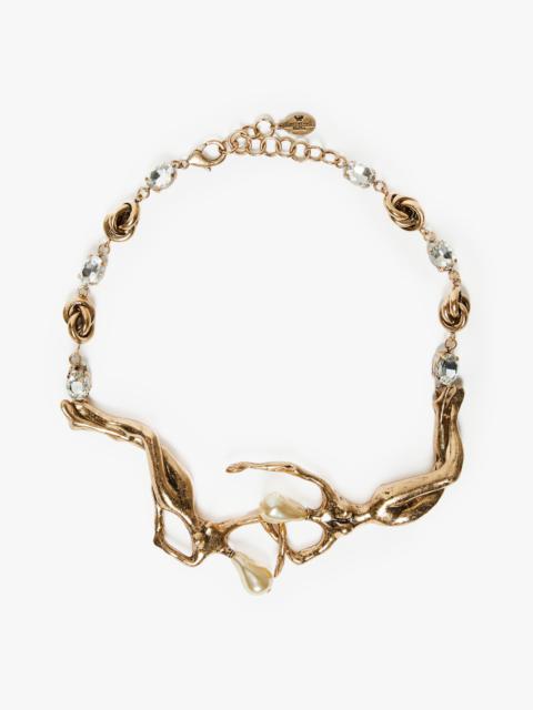 Max Mara Metal and glass necklace