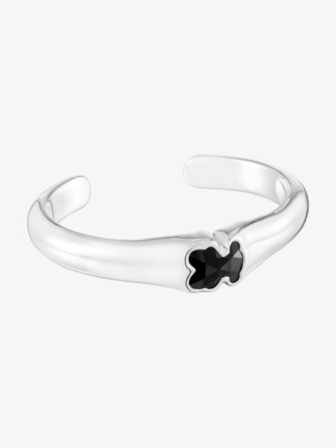 TOUS Silver Bangle with 16mm bear motif in onyx TOUS Icon Color