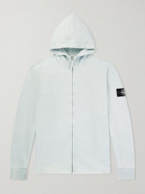 Stone Island Logo-Appliquéd Reflective Cotton-Jersey Zip-Up Hoodie