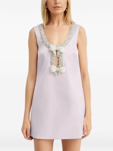 self-portrait crystal-embellished bow mini dress