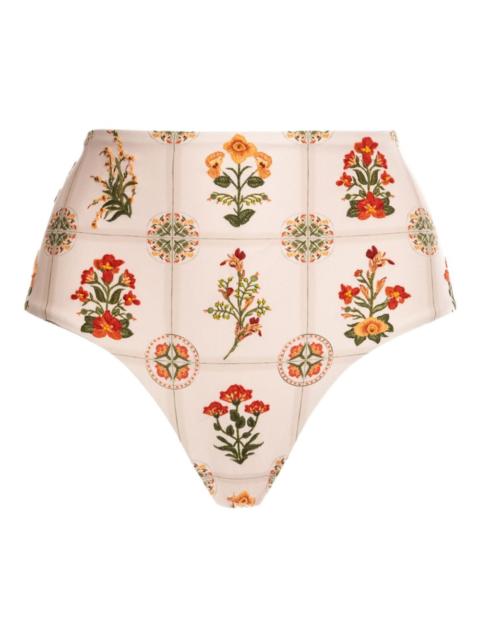 Agua by Agua Bendita Magenta Canna floral-print high-waist bikini bottoms