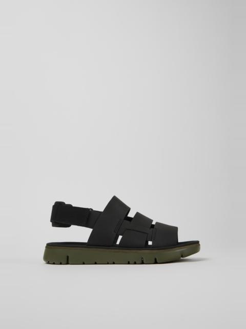 CAMPER Oruga Black Leather and Textile Sandals for Men.