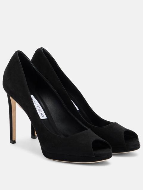 JIMMY CHOO Riya suede peep-toe pumps