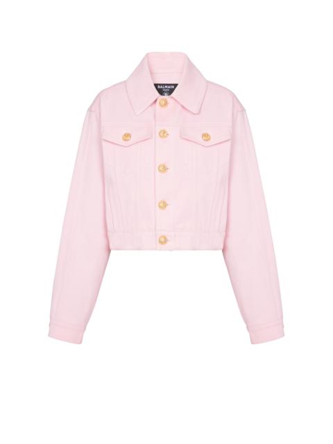Balmain Cropped faded denim jacket
