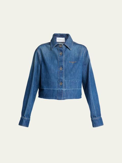 Givenchy Cropped Raw-Edge Cotton Denim Jacket