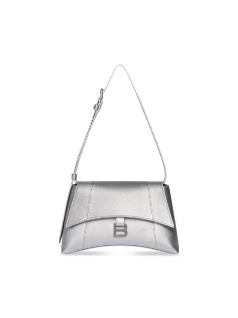 BALENCIAGA Women's Downtown Small Shoulder Bag Metallized in Silver
