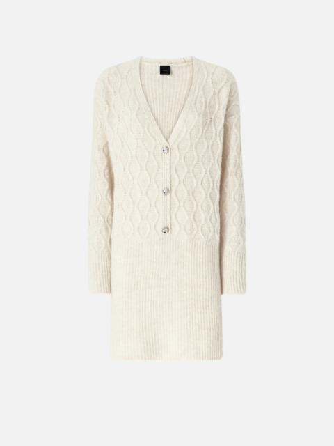 PINKO KNIT MINI DRESS WITH CABLE STITCH AND JEWEL BUTTONS