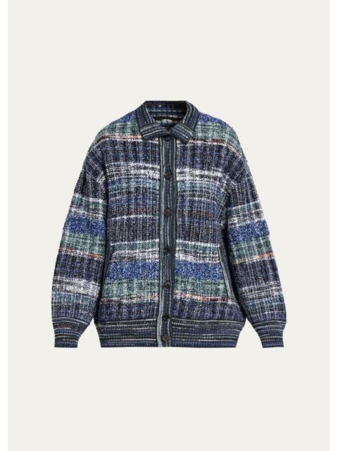 Missoni Striped Wool Oversized Turtleneck Cardigan