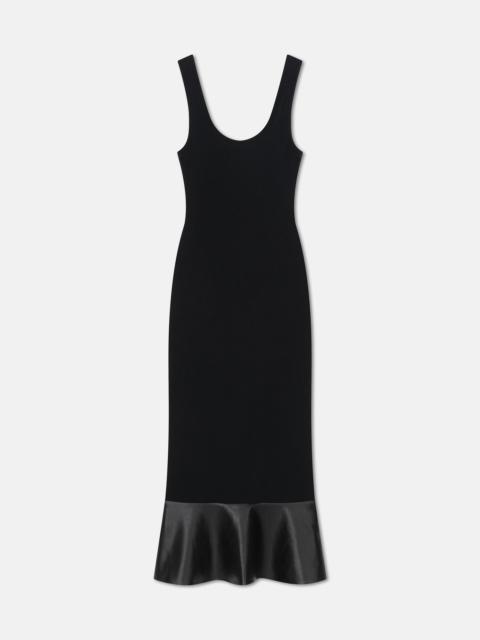 Nanushka Leather-Trimmed Ribbed-Jersey Midi Dress
