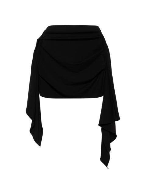 draped jersey mini skirt