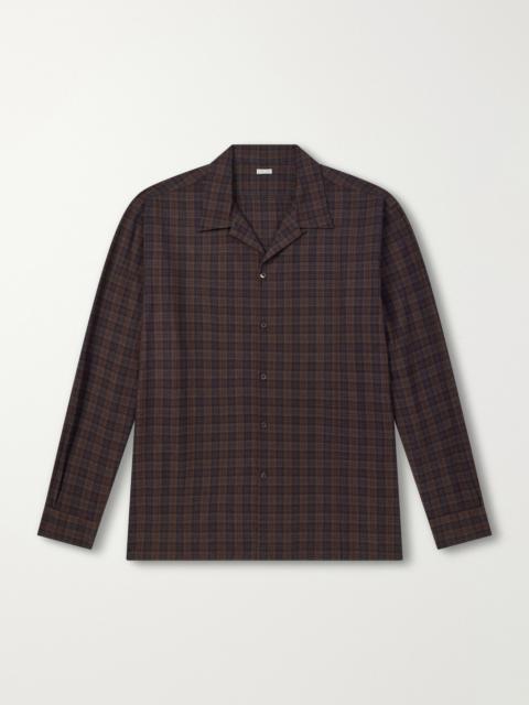 A.PRESSE Camp-Collar Checked Silk Shirt