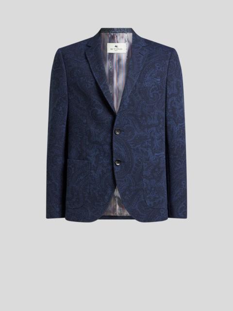 Etro SINGLE-BREASTED STRETCH COTTON-BLEND JACKET WITH PAISLEY MOTIF