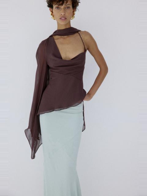 De La Vali MALITA TOP IN UMBER BROWN GEORGETTE