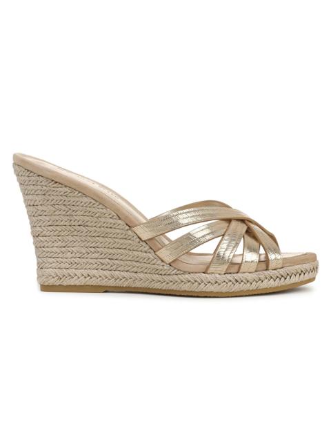 VERONICA BEARD Women's Phylina 90MM Leather Espadrille Wedge Mules - Gold